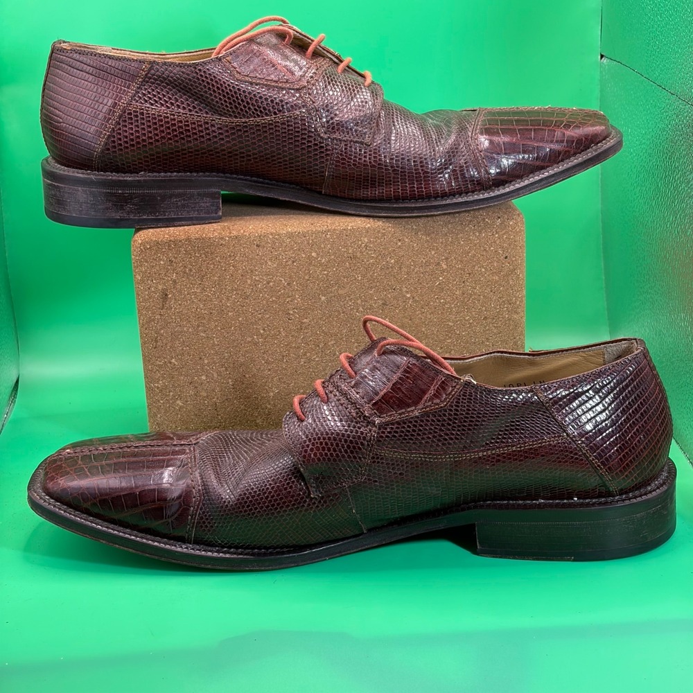 VTG David Eden Joplin Genuine Crocodile Lizard Derby Dress Shoes Mens 11.5 Brown - Picture 2 of 8